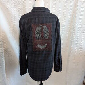 Harley Davidson Plaid Flannel Button Down Shirt Size Medium Bikercore Grunge